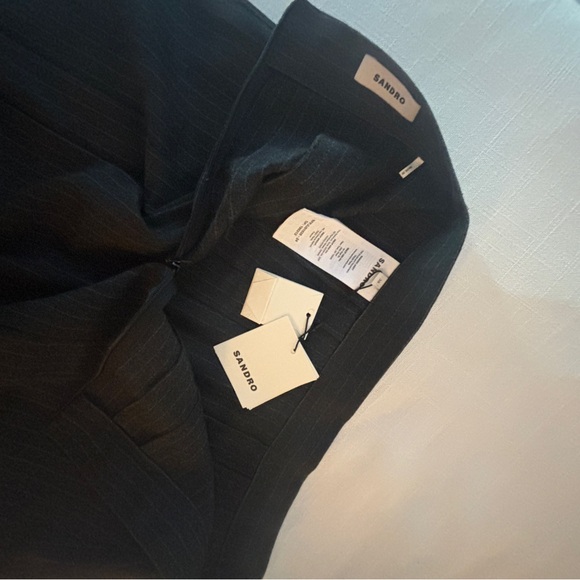 SANDRO Pleated Mini Skirt, Grey Pinstripe sz. 38 - NWT - Picture 3 of 5